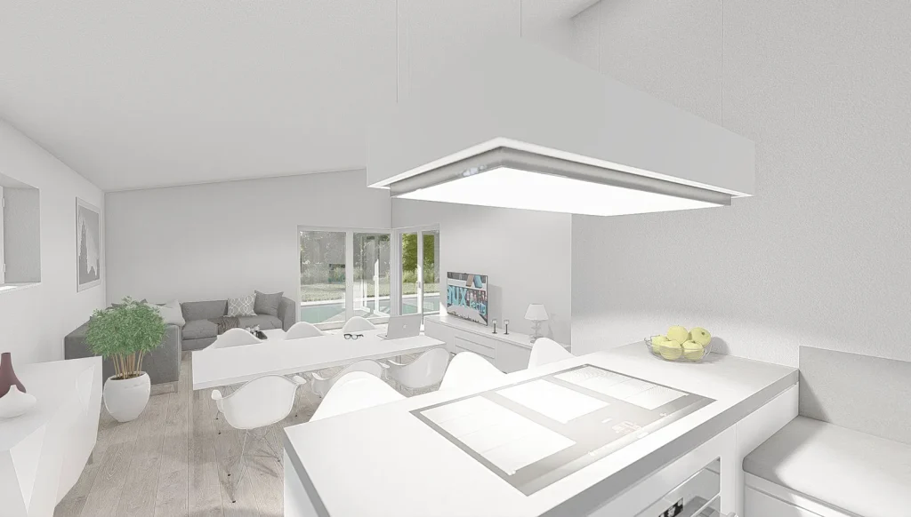 Bungalow Atrium - Küche mit Blick auf Essbereich